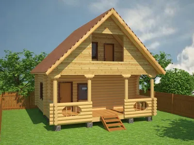 Проект: Дом из бревна 6х6 с мансардой. 56 м2 – цена, характеристики,  комплектация