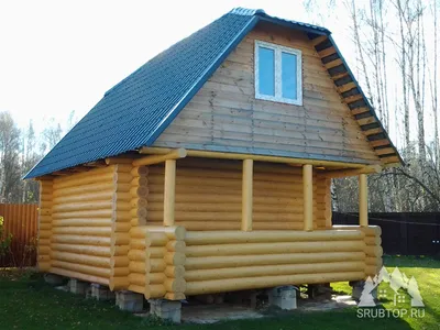 Сруб дома с мансардой и террасой 93, 23 м2 - купить в Москве, проекты от  «Srub.Store»