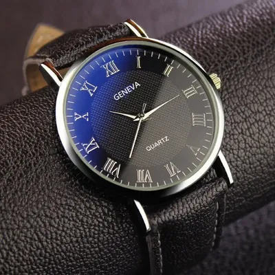 Купить Стильные мужские часы кожаные мужские аналоговые часы | Joom