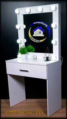 Makeup artist table with makeup drawer and mirror with light bulbs - buy in  Kiev