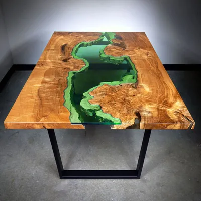 Обеденный стол река из дерева и эпоксидной смолы – купить по цене 77500  руб. в интернет-магазине