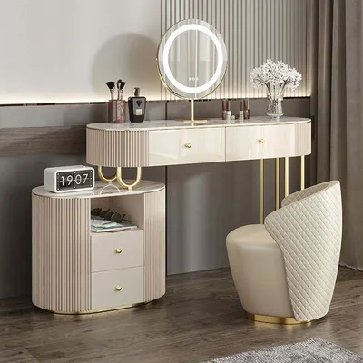 Современный туалетный столик для макияжа с зеркалом, удобная мебель для  спальни, роскошные однотонные столы, шкафы для спальни | AliExpress