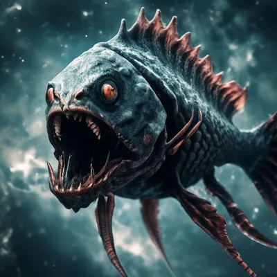 Ужасная чудовищная страшная рыба в …» — создано в Шедевруме