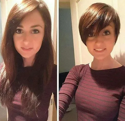 25 людей до и после стрижки, которые явно преобразила другая длина волос |  Short brown hair, Hair makeover, Long to short hair