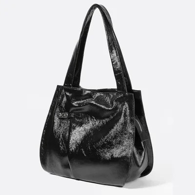 Черная лаковая сумка из натуральной мягкой кожи – Россия, черного цвета,  натуральная кожа. Купить в интернет-магазине в Москве. Цена 11740 руб.