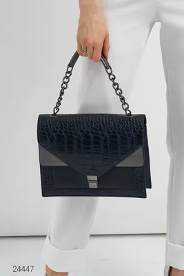Фасон (опт, розница) | Купить сумка с цепочкой и эффектом змеиной кожи ,  цвет черный - 760 грн.