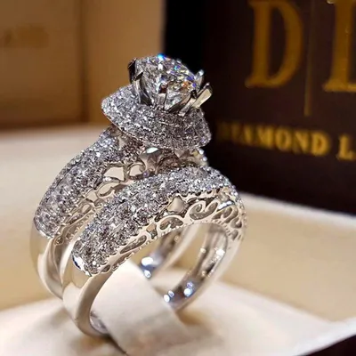 Женский комплект колец с кристаллом и большим цирконом, модные свадебные  обручальные кольца для женщин, обручальное кольцо с обещанием любви –  лучшие товары в онлайн-магазине Джум Гик