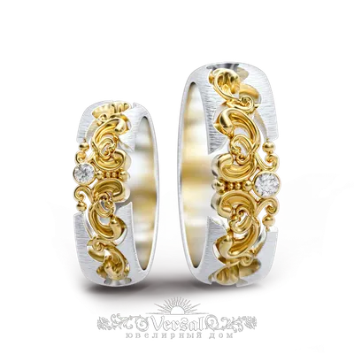 Свадебные кольца обручальные, с бриллиантами, комбинированное золото, 585  пробы в Москве, цена 32500 руб.: купить в