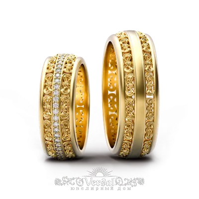 Свадебные кольца парные, с бриллиантами, желтое золото, 585 проба в Москве,  цена 40300 руб.: купить в