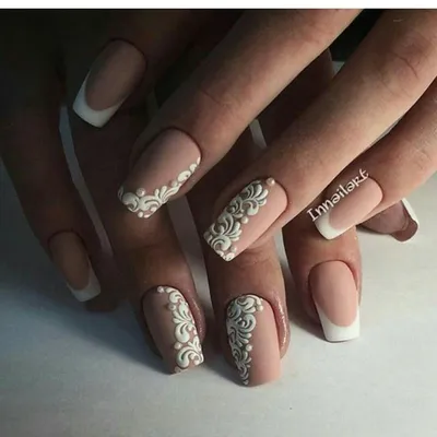 Маникюр №1588 - Дизайн, фото и описание образца | Lace nails, Best nail art  designs, Bridal nails