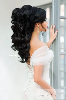Прическа на свадьбу черные волосы - 47 фото