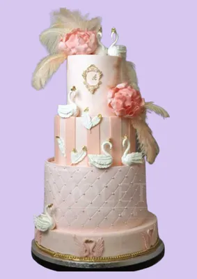 Торт свадебный кремовый трехъярусный с лебедями купить в Москве | TORTIK  ZAKAZ