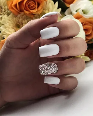 2019 Свадебный маникюр на короткие ногти модные тенденции | Ногти, Овальные  ногти, Дизайнерские ногти