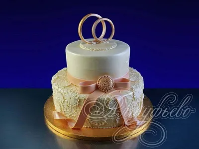 Свадебный торт с живыми цветами и кольцами СВ1 на заказ в Киеве ❤  Кондитерская Mr. Sweet