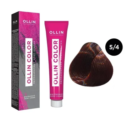 OLLIN, Крем-краска для волос Color 5/4 светлый шатен медный, 100 мл купить  недорого в интернет-магазине Цирюльник