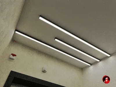 Световые линии на натяжном потолке в коридоре, монтаж и установка в Саратове