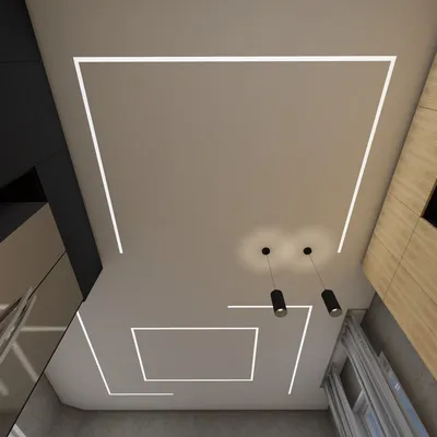 Световые линии на сатиновом натяжном потолке в спальне, монтаж и установка  в Саратове