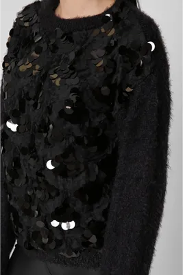 ᐉ Черный женский свитер расшитый пайетками Rinascimento купить в брендовом  интернет-магазине MiMi: цена, фото, описание › MiMi