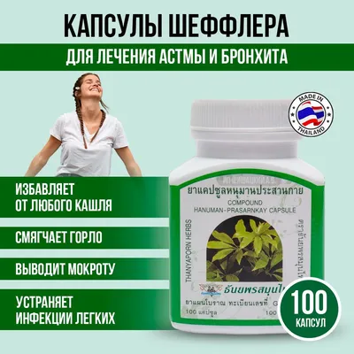 Thanyaporn Herbs Таблетки от кашля с Шеффлерой,100 капсул. - купить с  доставкой по выгодным ценам в интернет-магазине OZON (971444332)