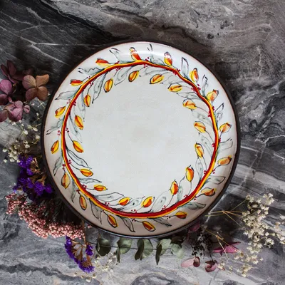 Тарелка обеденная из фарфора с орнаментом и серебряной окантовкой Ginori  1735 белая (489139) купить по цене 13 100 руб. в интернет-магазине ГУМ