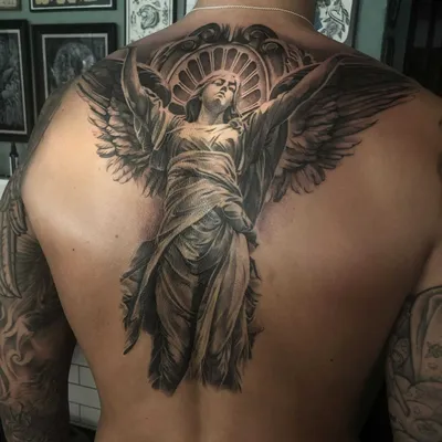 Сделать временную татуировку Ангел воин с крыльями