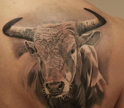 Переводная временная татуировка Татуировка бык - неоновая тату
