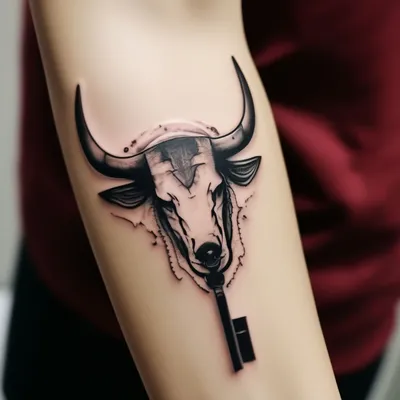 Объемная татуировка на плече - Череп быка. Тату сделана од… | Flickr