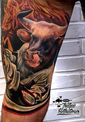 Тату бык на спине | Блог про татуировки pavuk.ink | Bull tattoos, Taurus  tattoos, Bull skull tattoos