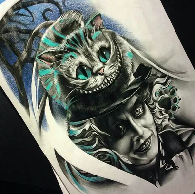 Чеширский кот | Wonderland tattoo, Alice in wonderland tattoo sleeve,  Cheshire cat tattoo