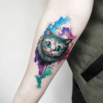 Татуировка женская акварель на предплечье Чеширский кот - мастер Мария  Котова 5971 | Art of Pain
