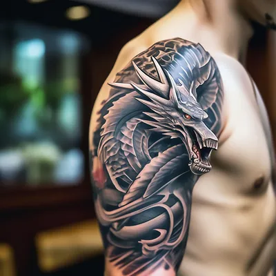 Татуировка дракона, японская, …» — создано в Шедевруме
