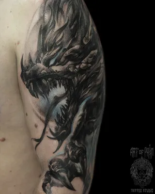 Татуировка мужская фентези на плече дракон 3940 | Art of Pain