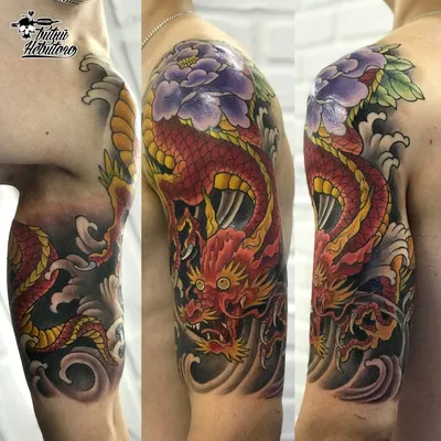 Эскизы дракона для тату на плечо - выбирай лучшие идеи от профессионалов -  tattopic.ru