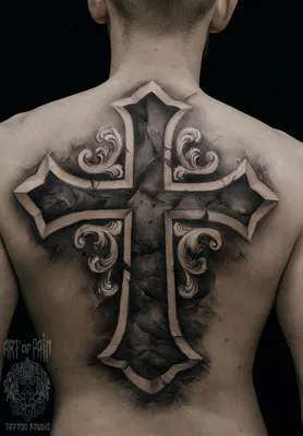 Татуировка мужская чикано на спине крест - мастер Слава Tech Lunatic 1444 |  Art of Pain