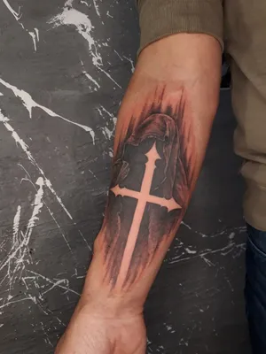 Временная татуировка Крест со змеей