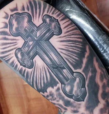 Переводная временная татуировка Крест с крыльями - неоновая тату