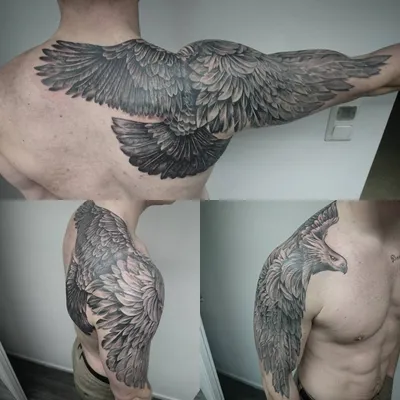 Тату ястреба на плече мужчины | Tricep tattoos, Mens shoulder tattoo, Eagle  shoulder tattoo