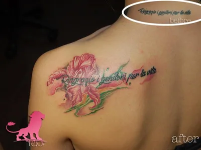 Татуировка женская графика на боку цветок ириса - мастер Надежда Полякова  5571 | Art of Pain