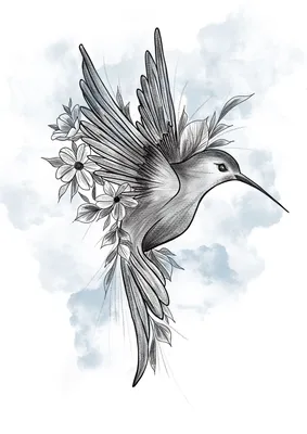 красочная татуировка колибри, фото тату колибри, колибри, птица фон  картинки и Фото для бесплатной загрузки