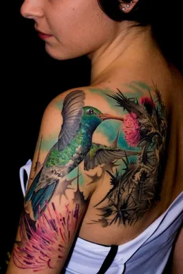 Татуировка мужская графика на предплечье колибри - мастер Анастасия Юсупова  5792 | Art of Pain