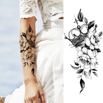 Новая Королева Корона английский ночной клуб временная татуировка наклейка  женская личность крутая поддельная Татуировка корсаж рука Татуировка  наклейка печать | AliExpress