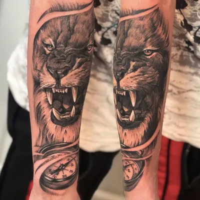 Татуировка наклейка Волк тигр лев Король лес плечо Татуировка рукав рука  назад ногу Временные татуировки для мужчин Живопись тела большой размер |  AliExpress