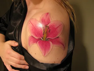 Vlad Tattoo - Лилия сегодня очень популярный цветок для татуировок,  особенно женских. Основное символическое значение этого цветка в чем-то  совпадает со значением лотоса в восточных традициях. Общее значение тату  лилии — гармония,