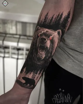 Тату медведь на руке в стиле реализм | Тату на плече, Татуировки медведя,  Тату