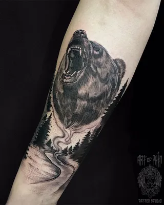 Тату медведь на руке для мужчин - символ силы и мужества. - tattopic.ru