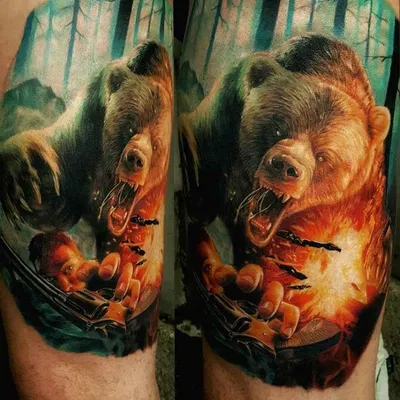 Тату медведь. Тату медведь чб. Тату медведь на руке.