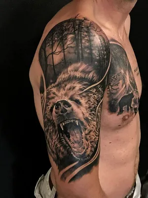 Эскизы татуировок медведь (79 фото)