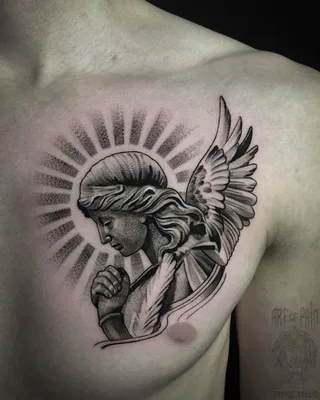 Татуировка мужская чикано на груди череп, пистолет, кастет, надпись 5343 |  Art of Pain