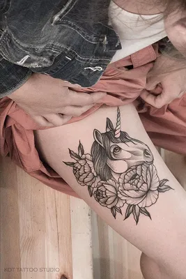 Красивые татуировки для девушек на ноге - бедро - tattopic.ru