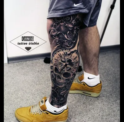 Мужские тату на ноге: фото, идеи, значения и смысл татуировок на ноге для  мужчин